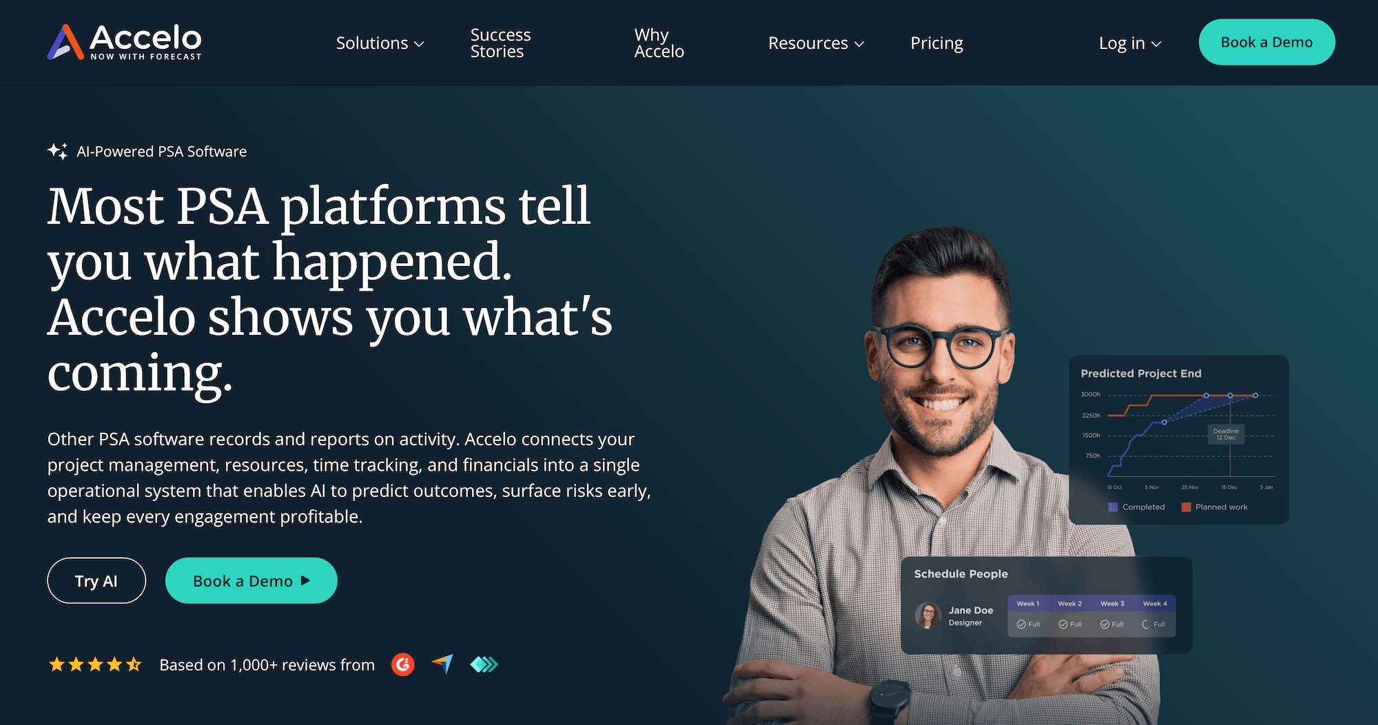 Accelo homepage: Accelo shows you what's coming