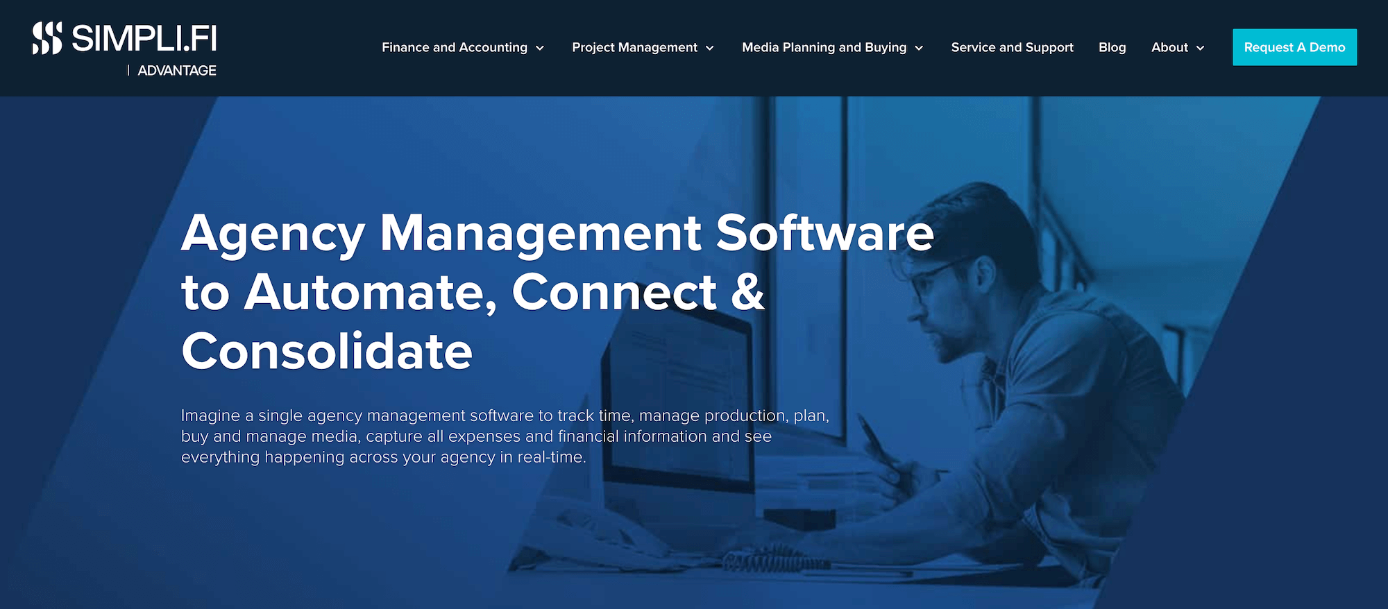 Advantage Simpli.fi homepage: Agency Management Software to Automate, Connect & Consolidate