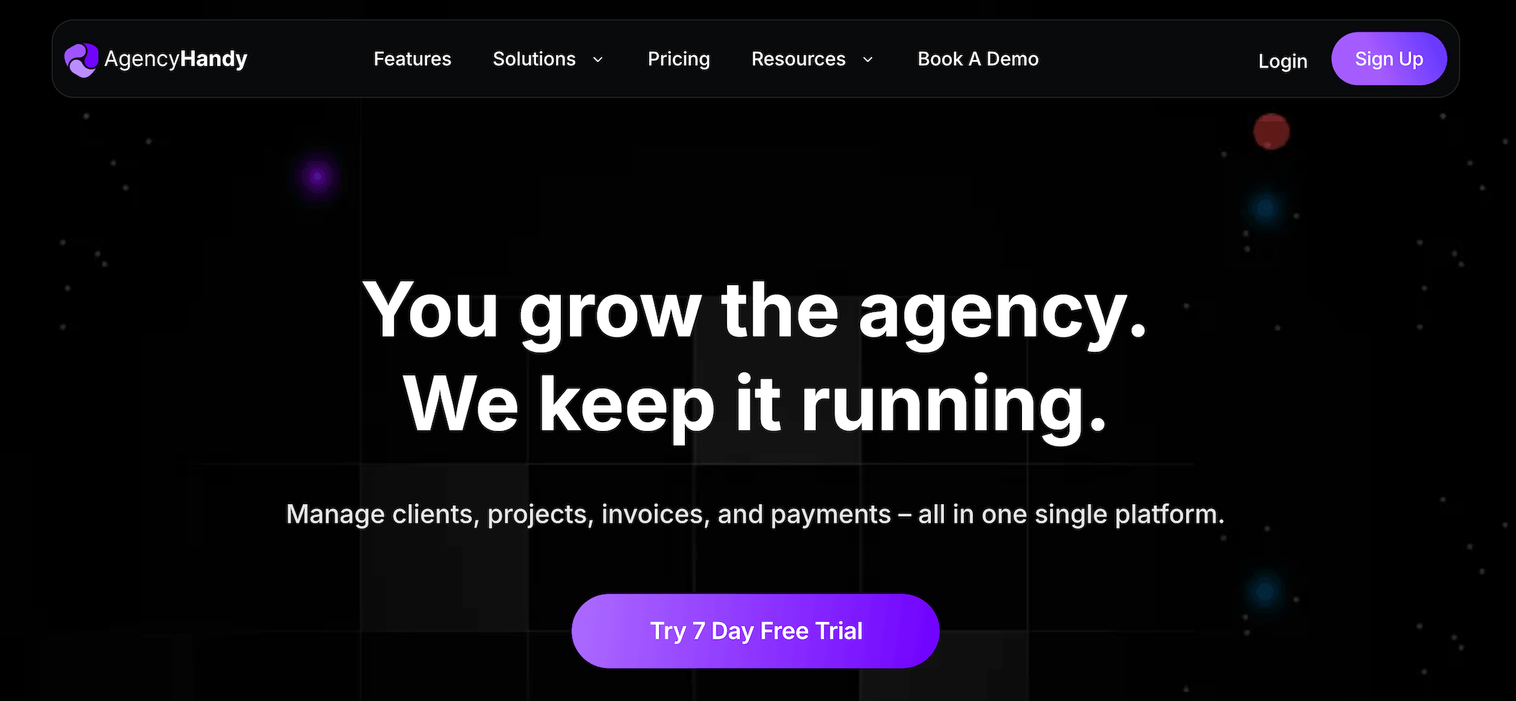 Agency Handy homepage: You grow the agency. We keep it running.