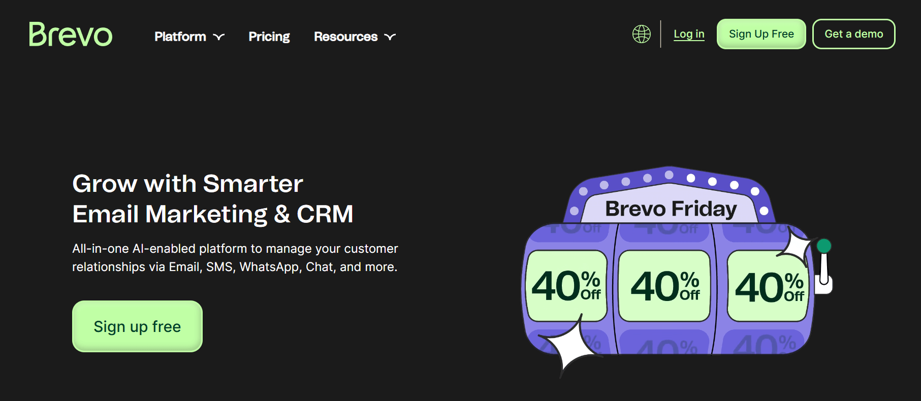 Brevo homepage: Grow with Smarter Email Marketing & CRM