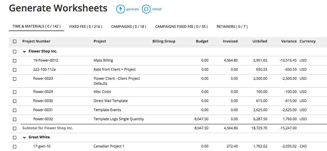 Easily generate worksheets for every project