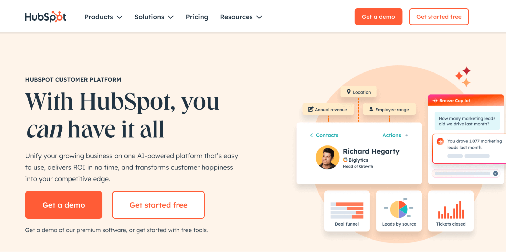 HubSpot homepage
