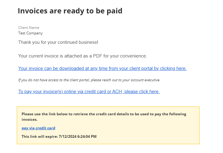 Invoices are ready to be paid email