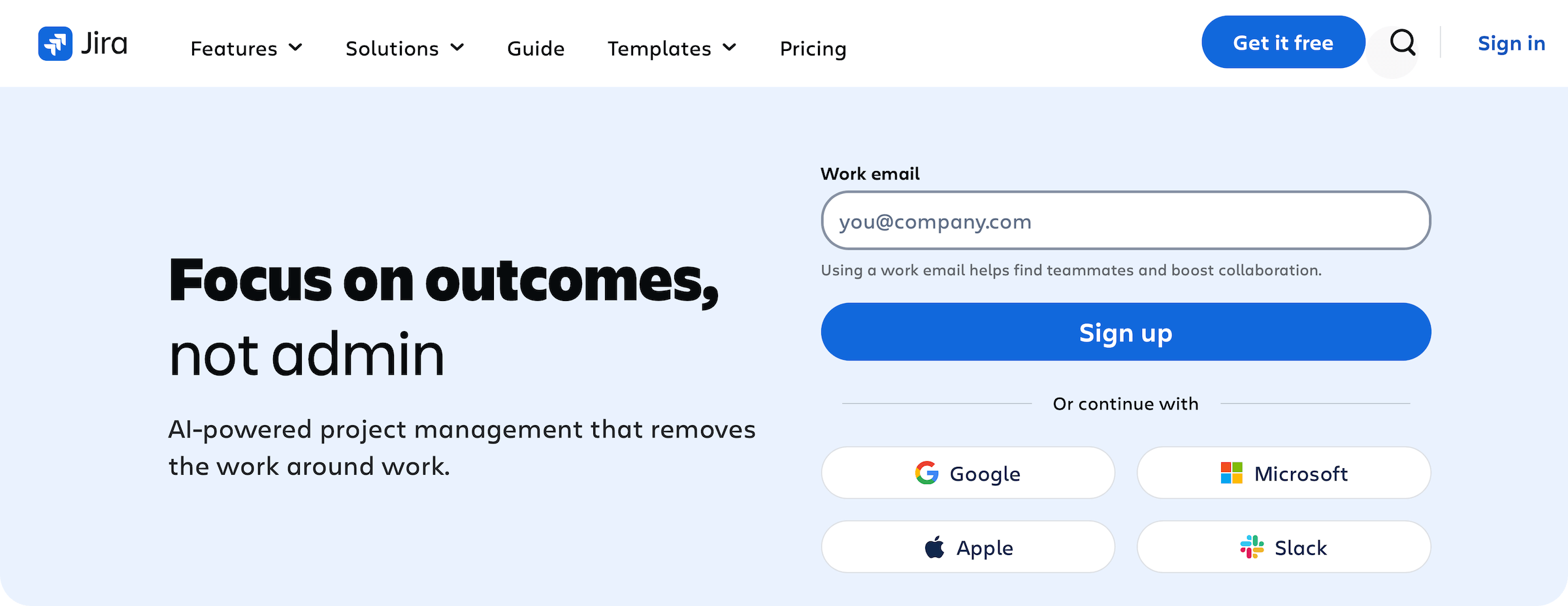 Jira homepage: Focus on outcomes, not admin