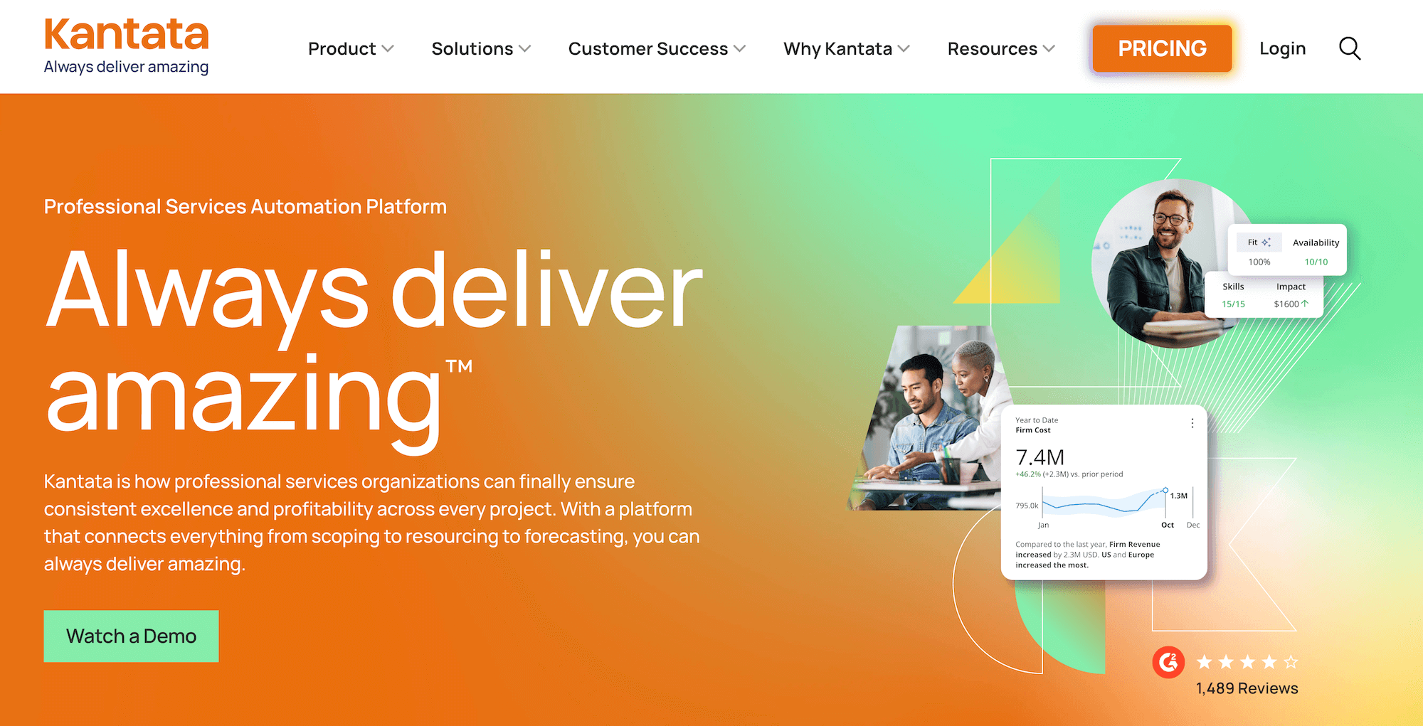 Kantata homepage: Always deliver amazing