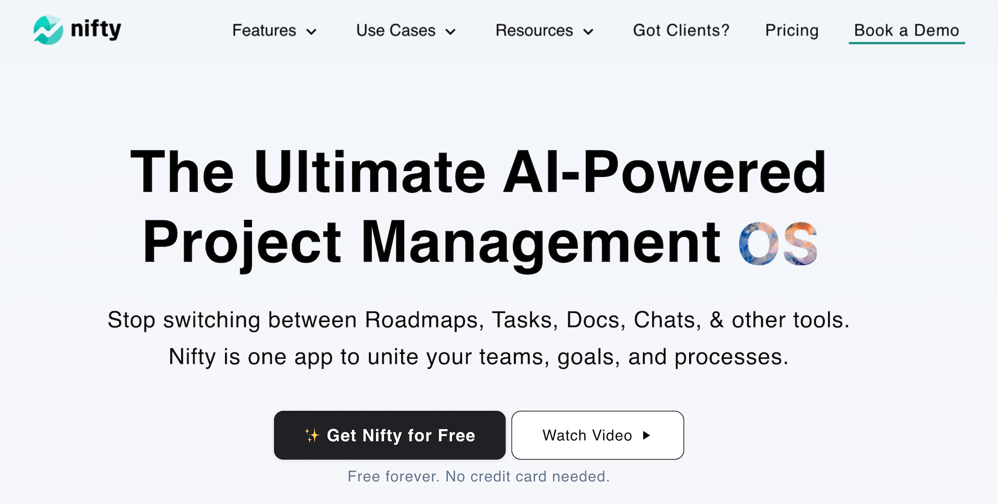 Nifty homepage: The Ultimate AI-Powered Project Management OS