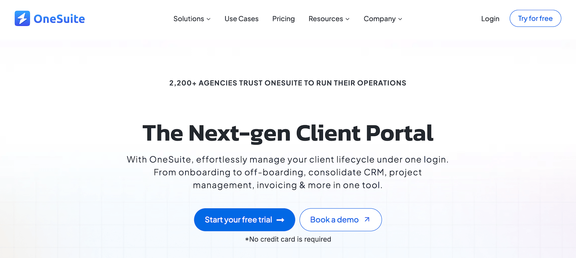 OneSuite homepage: The Next-gen Client Portal