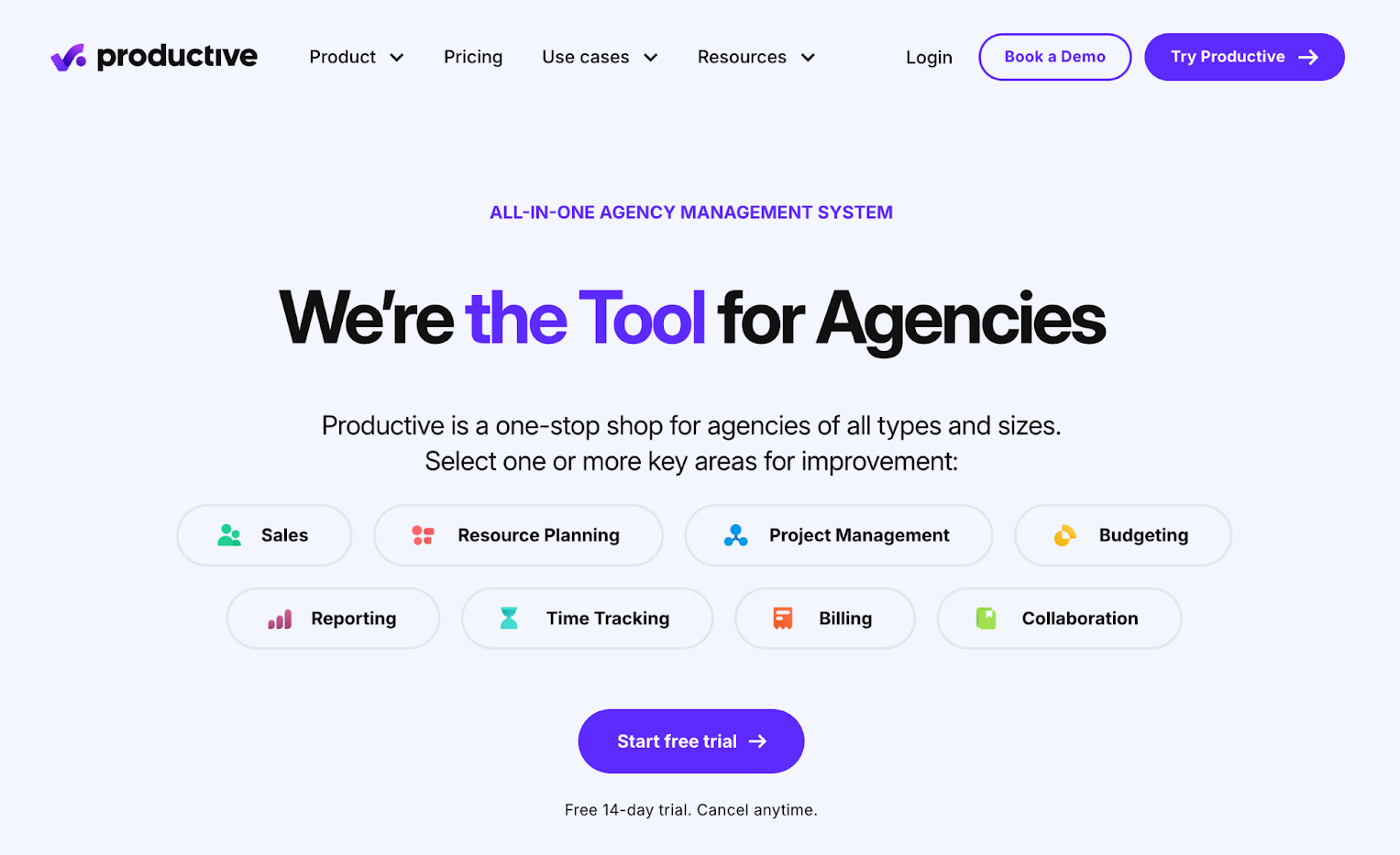 Productive homepage: We're the Tool for Agencies