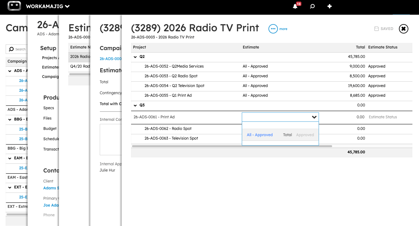 Project Estimate Total: Radio TV Print Campaign (3289)