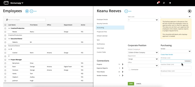 Purchase Limits and Approvers example