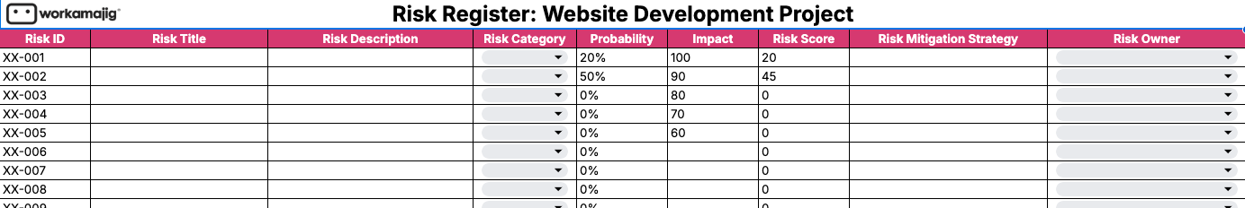 Risk Register Template
