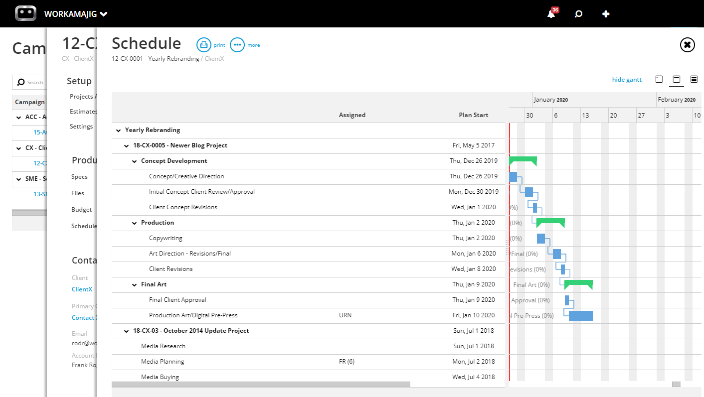 Schedule: Yearly Rebranding for ClientX example
