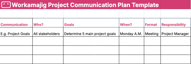 Project Communication Plan Template screenshot