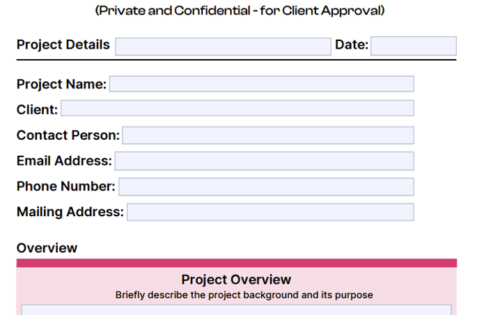 Creative Brief Template screenshot