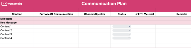 Communication Plan Template screenshot