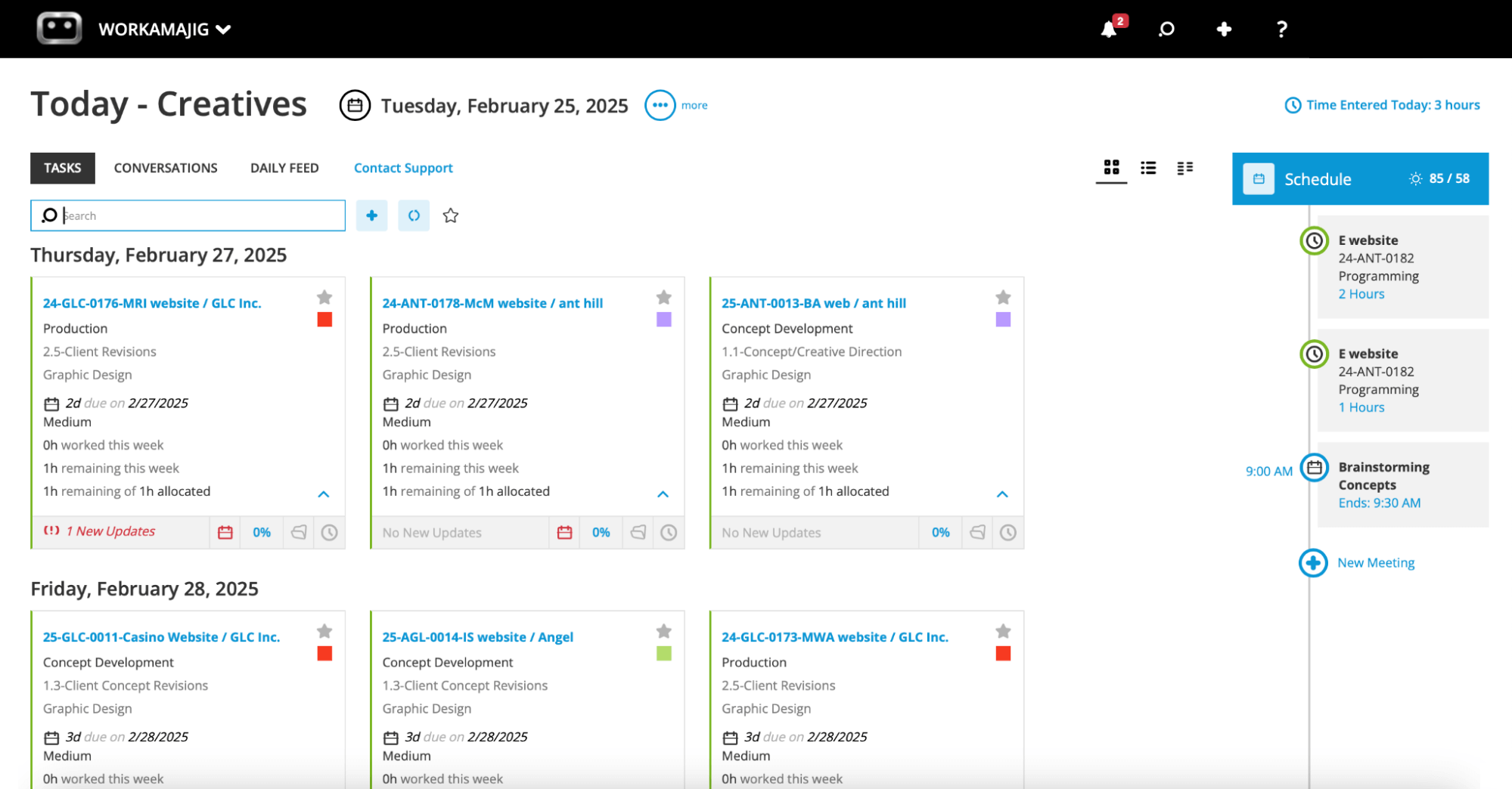 Today - Creatives: Tasks, Schedule, Workflow