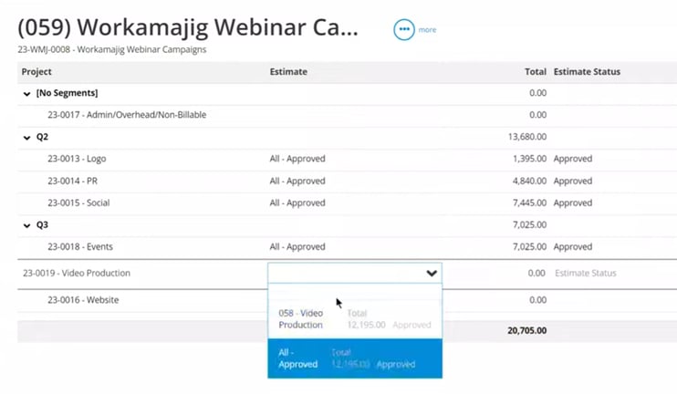 Workamajig Webinar Campaign (059) Project Estimate