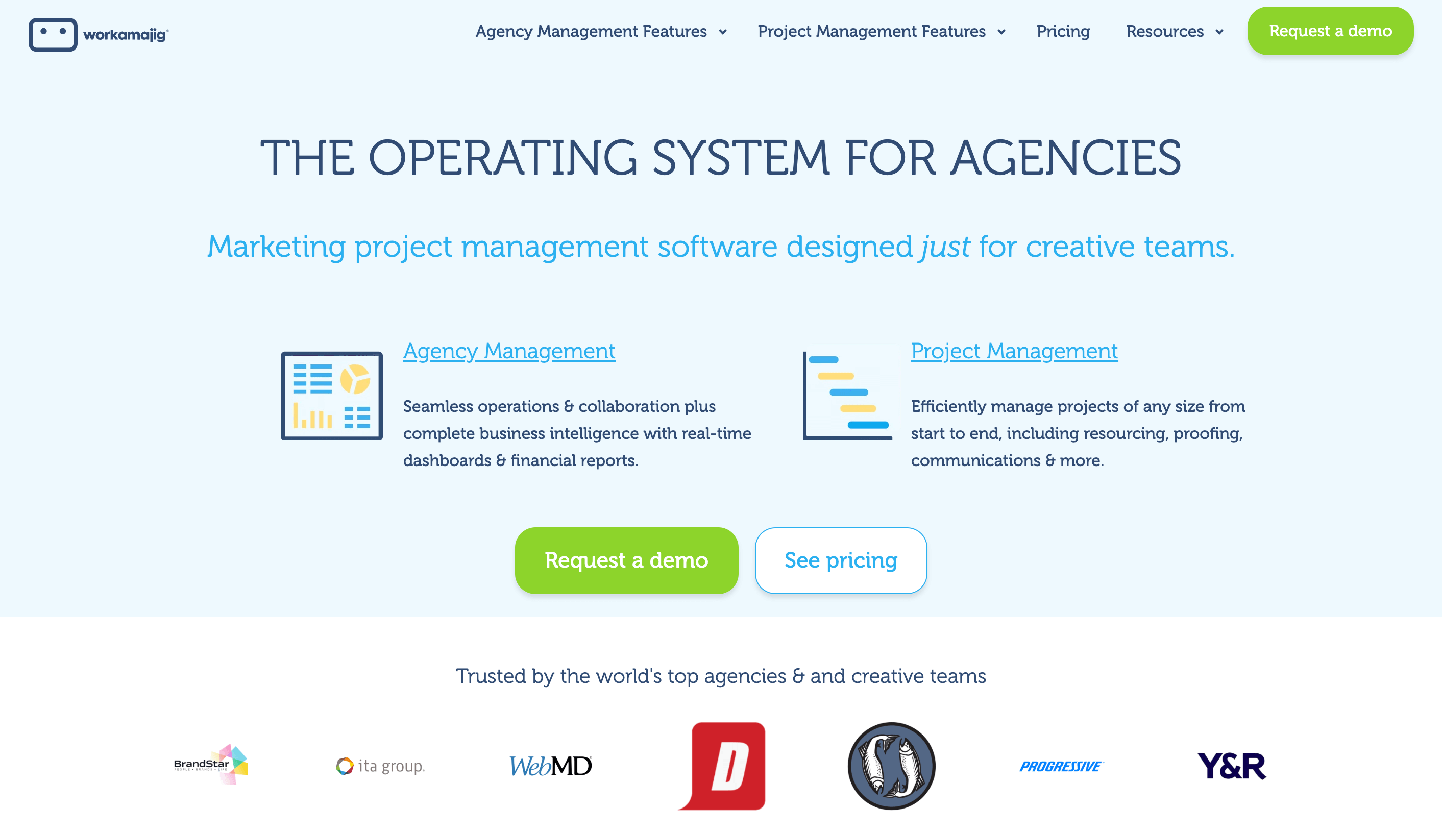 Workamajig homepage: The Operating System for Agencies