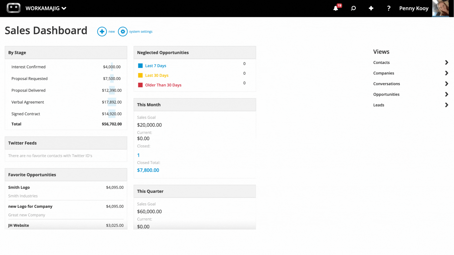 Workamajig: Sales Dashboard and Opportunities [GIF]