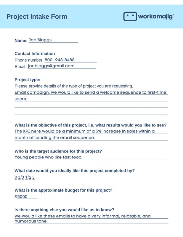 project intake form image